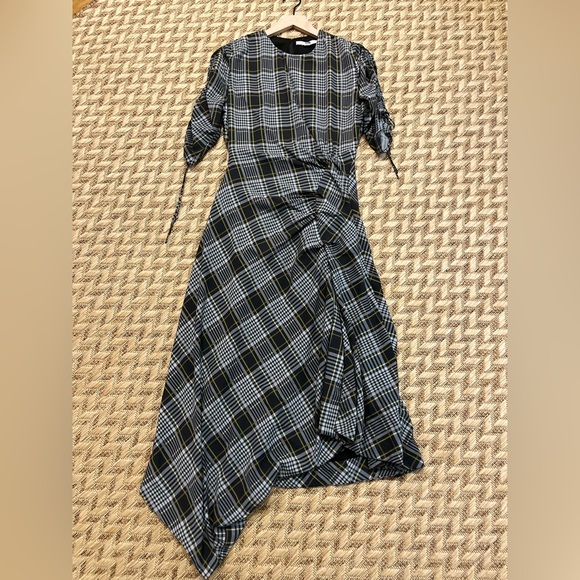 Simkhai Dress - Women’s 6 Gray Black EUC - Plaid Asymmetric Grey Short Sleeves - Picture 1 of 11